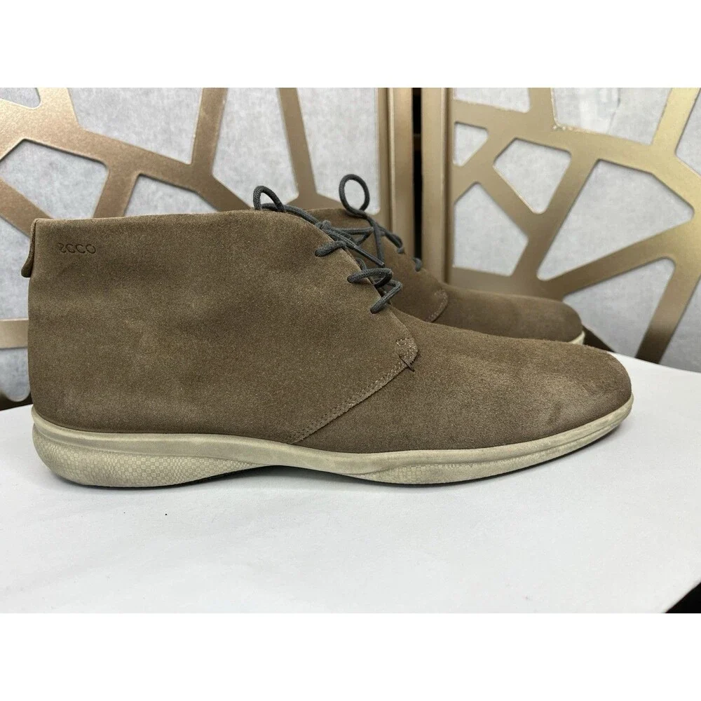 Ecco Men Suede Leather Boots 45 Us 11 11.5 Shoes Chukka Brown shoes